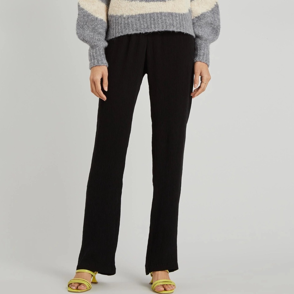 PALOMA WOOL Ottu Black Crinkle Cupro High Rise Flare Pants 38